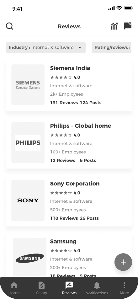 wireframes review screen