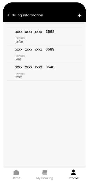 Billing Information App Screen