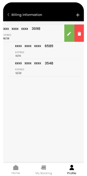 Billing Information App Screen